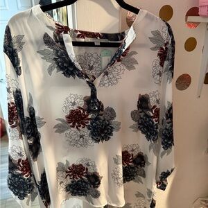Daniel Rainn Floral Blouse - White and Black